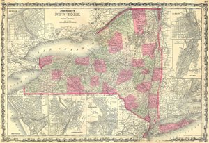 Johnsons kort over staten New York.